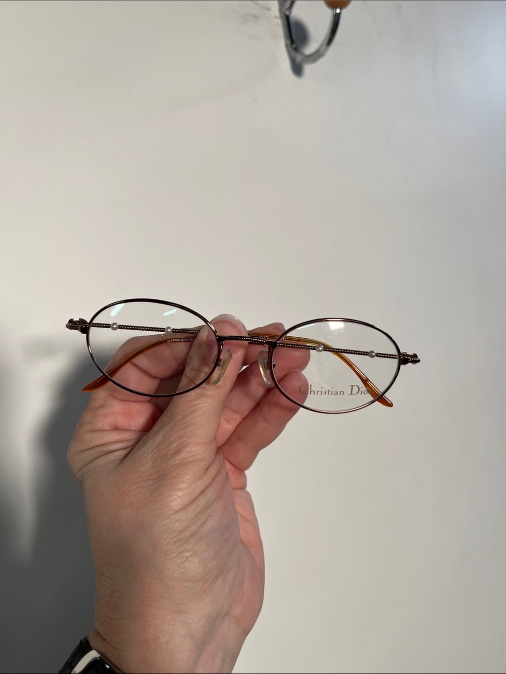 CHRISTIAN DIOR VTG NWOT Pearl Bead Bronze Oval 49x19z135 Classic Eyeglass Frame - Picture 10 of 16